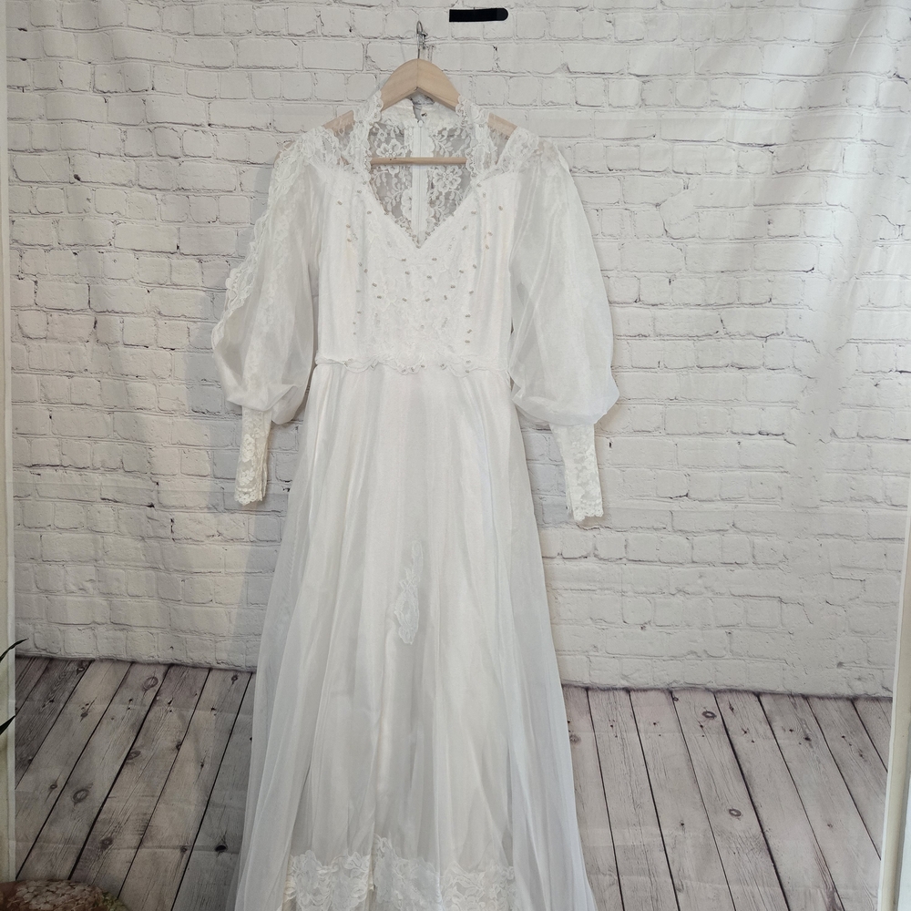 Elegant White Lace 1960s Wedding Dress Prairie cottagecore Xxs 00